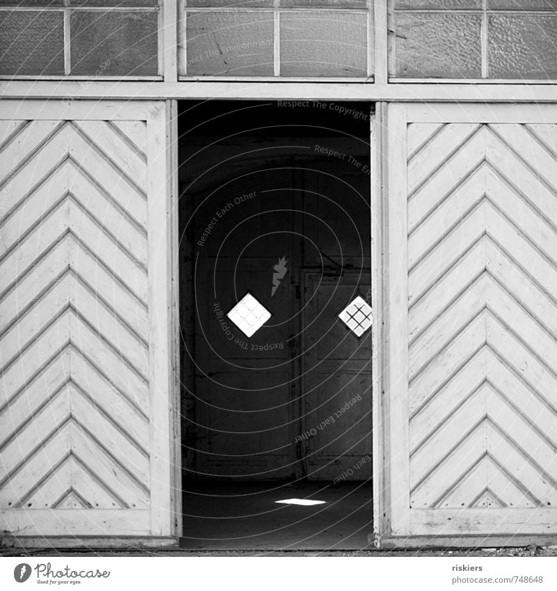 passed and forgotten ii Gate Building Window Door Dark Town Loneliness Stagnating Decline Past Transience Time Forget Deserted Old Black & white photo