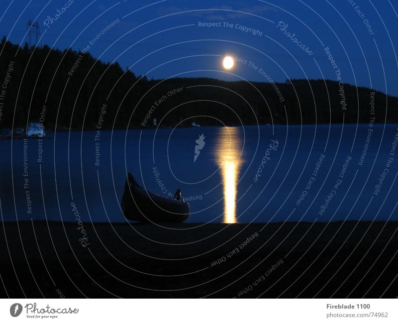 moonrise Night Lake Canoe Beach Light Calm Sweden Moon