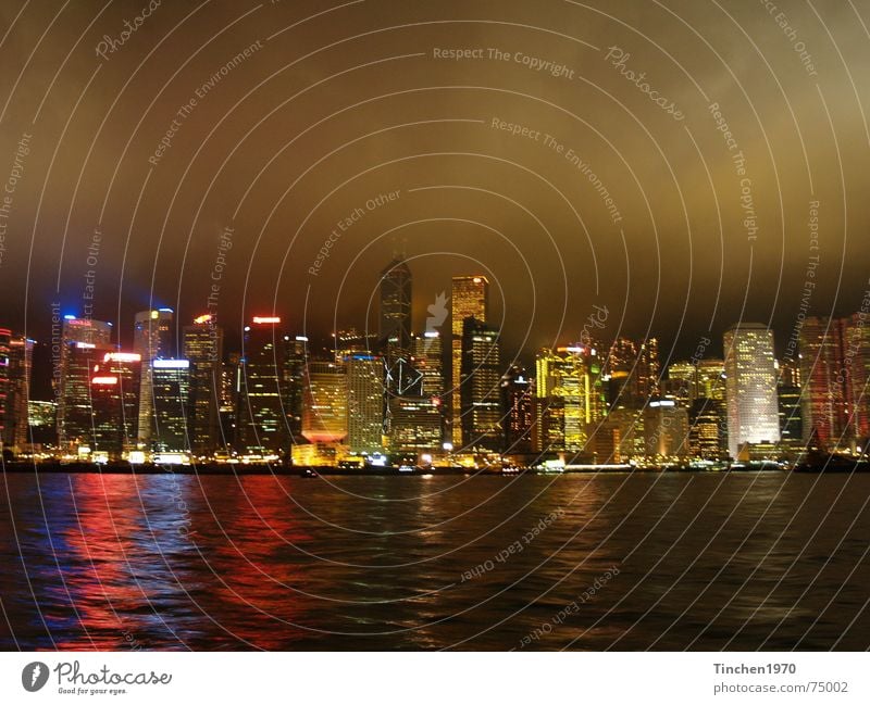 Hong Kong at night 2 Hongkong China Night Town Exterior shot Dark Visual spectacle Moody Fascinating Clouds Water Harbour Skyline Light