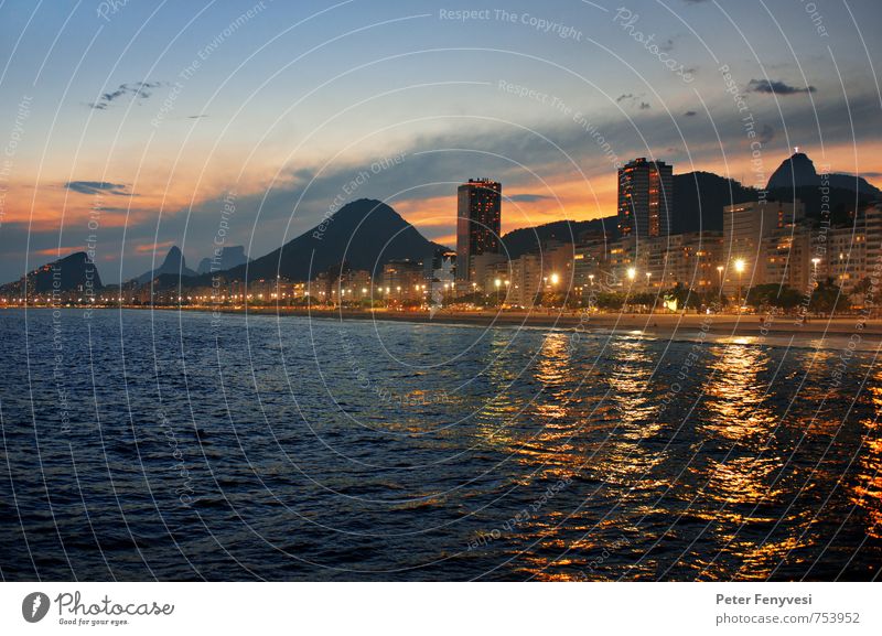 Rio de Janeiro 13 Sunrise Sunset Coast Lakeside Beach Brazil Americas South America Town Tourist Attraction Moody Calm Copacabana Colour photo Exterior shot