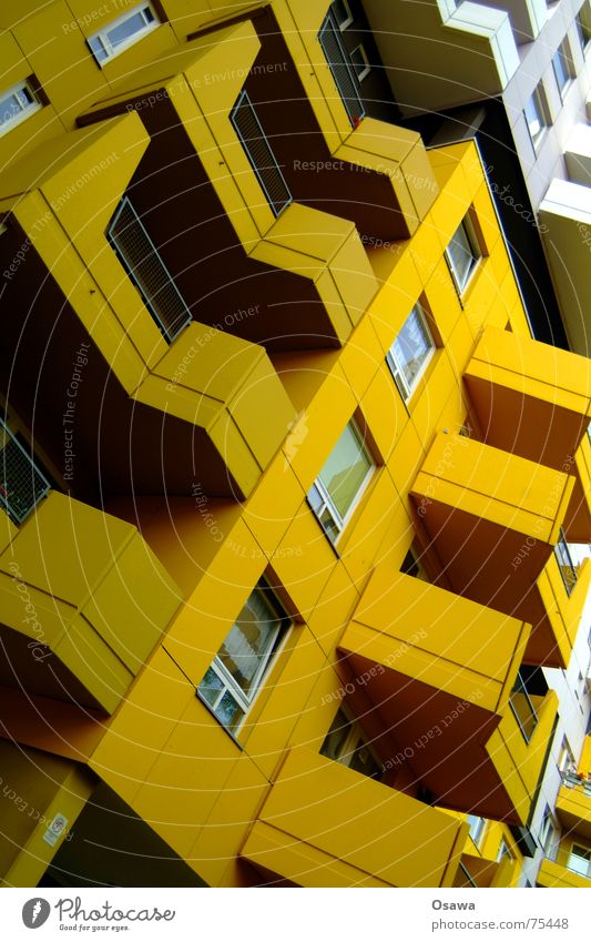 Beautiful living 04 House (Residential Structure) Building Seventies Kreuzberg Prefab construction Yellow Ochre Mud Facade Window Balcony residential building