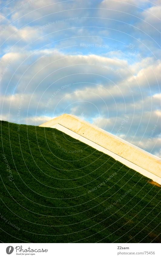 green ramp II Green Grass Meadow Ramp Manmade structures Sky Abstract architecture Construction site blue