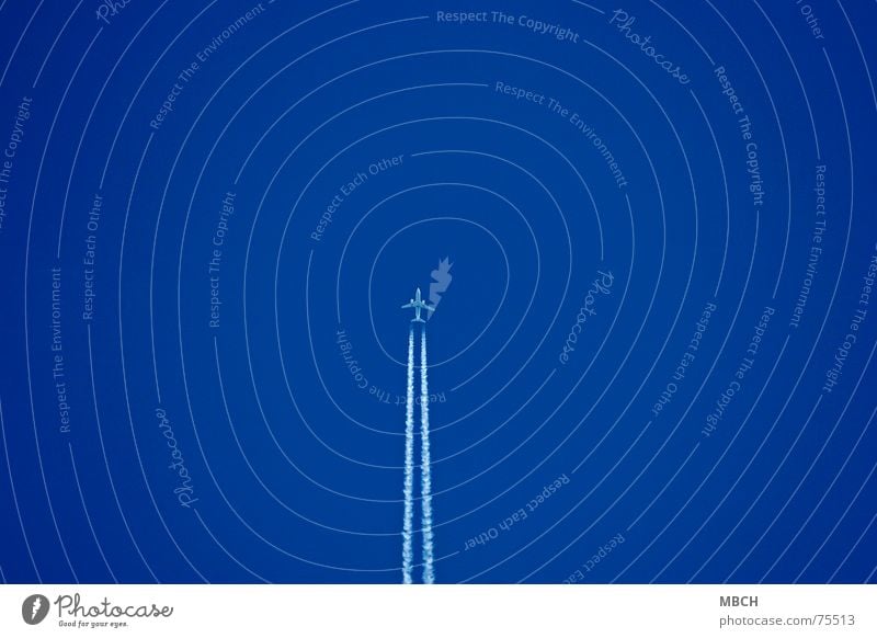 high achiever Airplane Speed Far-off places skim Flying Tall Level Blue Sky Lanes & trails Vapor trail