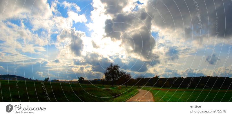 heavenly way Clouds Field Back-light Germany Exterior shot Sky Bright Lanes & trails Nature Freedom