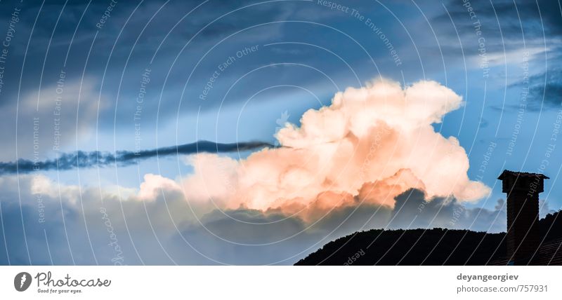 Dramatic clouds and deep blue sky Beautiful Summer Nature Air Sky Clouds Horizon Climate Weather Storm Dark Bright Blue White Moody background Deep water Heaven