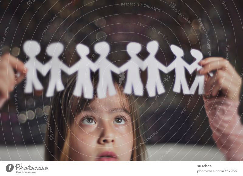 human chain feminine Child Girl Young woman Youth (Young adults) Infancy Head Hair and hairstyles Face Eyes Nose Mouth Lips 8 - 13 years Art Artist Paper