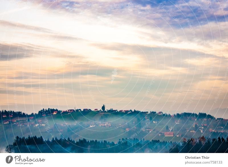 Autumn fog in southern Styria Ride Hunting Vacation & Travel Tourism Freedom Sightseeing Mountain Hiking Nature Earth Clouds Storm clouds Bad weather Field Hill