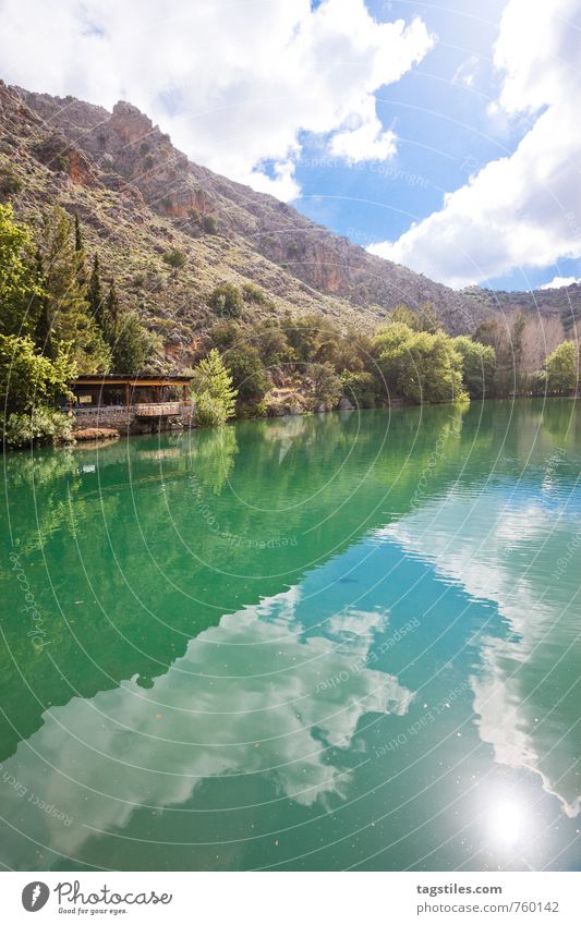 TROUT LAKE FROM ZAROS Crete Greece Zaros Lake trout lake Fish breeding Vacation & Travel Travel photography Idyll Card Tourism Sun Sunbeam Summer Heavenly