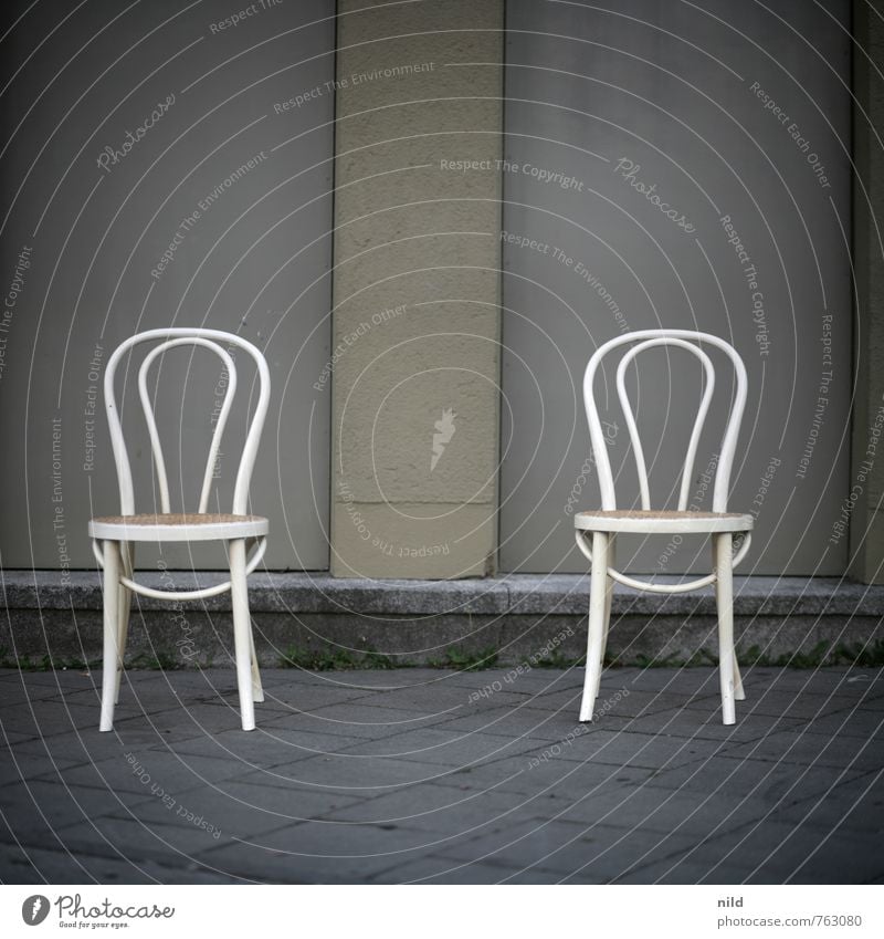 Two chairs - no opinion Flat (apartment) Moving (to change residence) Furniture Chair Deserted Wall (barrier) Wall (building) Stone Concrete Sit Together Gray