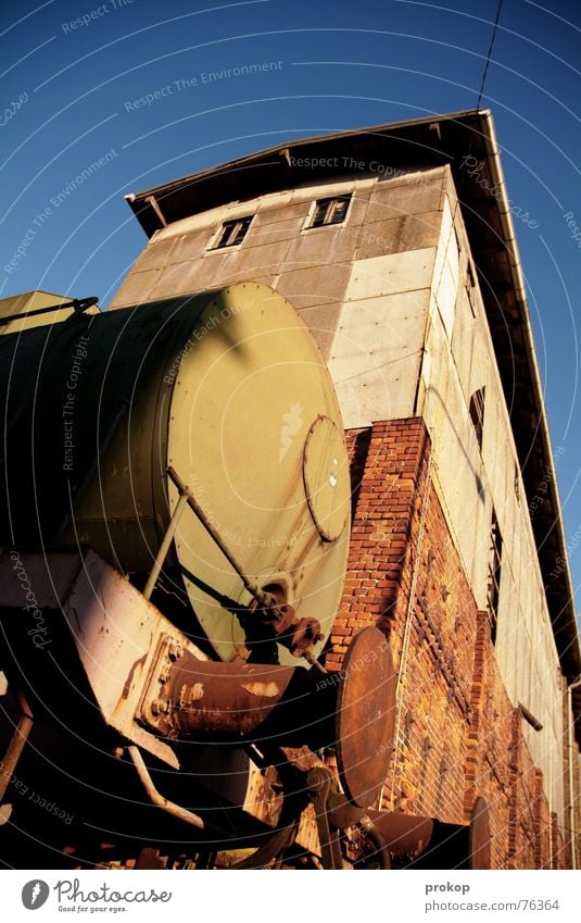 Discarded House (Residential Structure) Brick Engines Rustic Roof Steel Red Green Blue sky Station Old discarded Shadow Farm Train station rusty frog locomotive