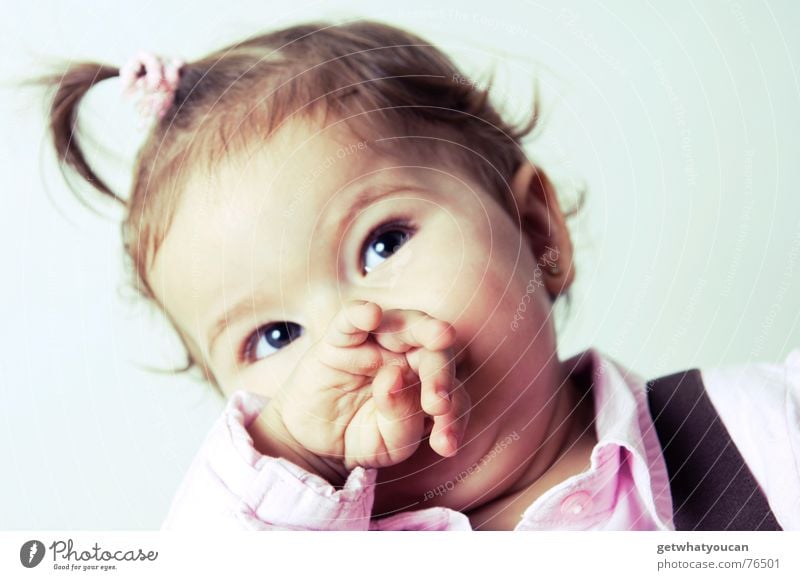 Until the sleeve shines Child Girl Baby Braids Portrait photograph Hand Cute Beautiful Sweet Funny Small Head Hair and hairstyles snot Looking Eyes