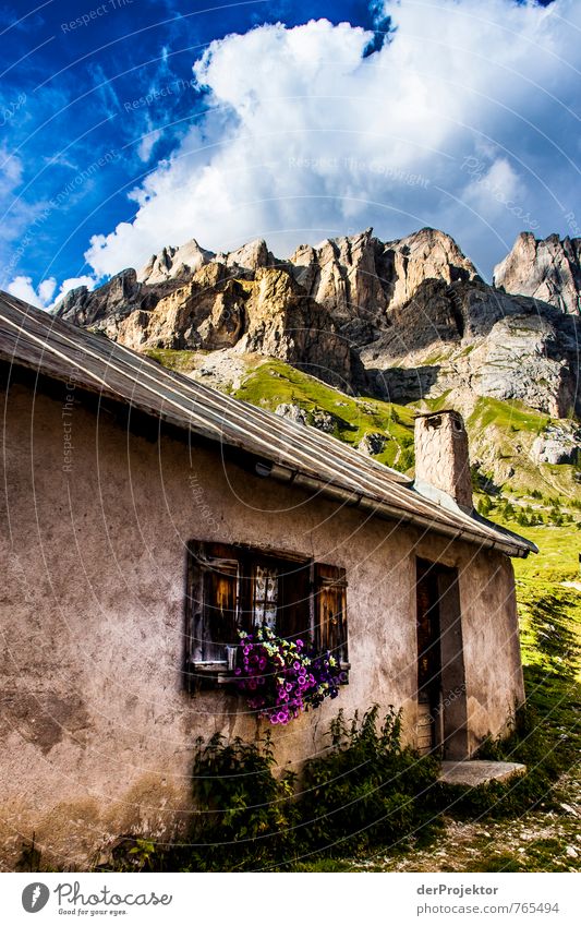 Dream hut in front of dream mountains Vacation & Travel Tourism Trip Sightseeing Mountain Hiking Environment Nature Landscape Summer Meadow Alps Peak Hut