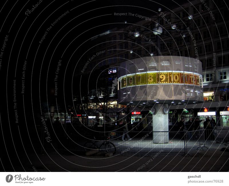 World clock at night Alexanderplatz Night Digits and numbers alex world clock world time Lamp Berlin main city