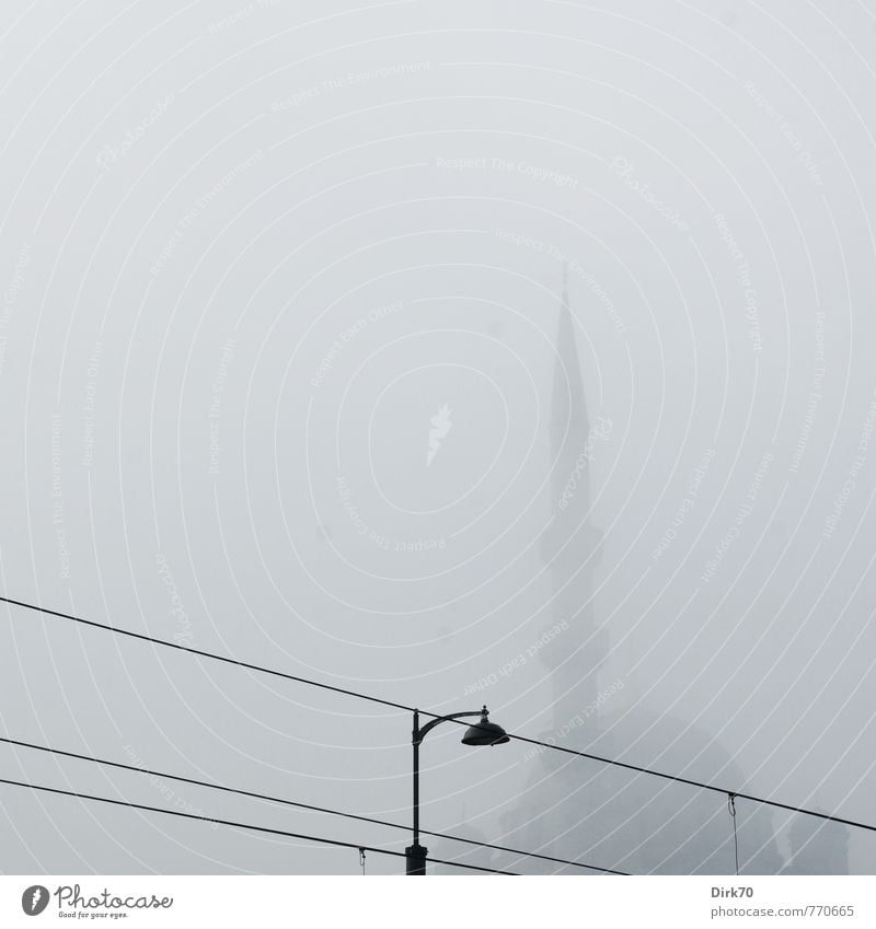 Mysterious shadows in the fog. Spring Fog Istanbul Turkey Downtown Deserted Tower Manmade structures Architecture Mosque Minaret Domed roof Tourist Attraction