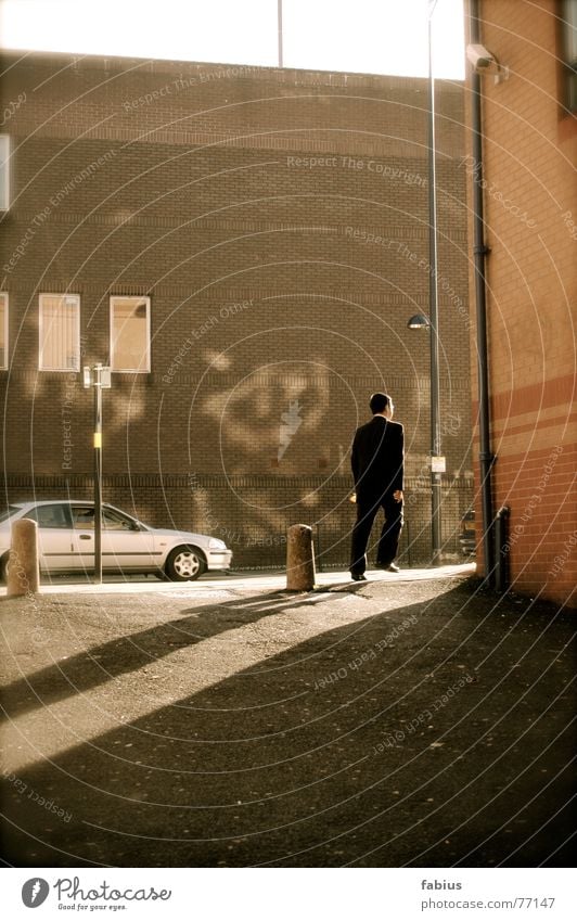 o.t. Town Alley Gloomy Gray Light Dark Birmingham Midlands England Surveillance camera Haste Exterior shot Street Anonymous Bright Shadow