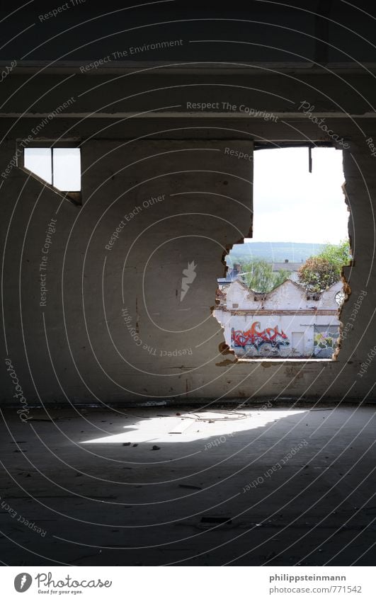 Rest in ruins Factory Manmade structures Architecture Wall (barrier) Wall (building) Window Stone Sharp-edged Broken White Time Destruction Dismantling