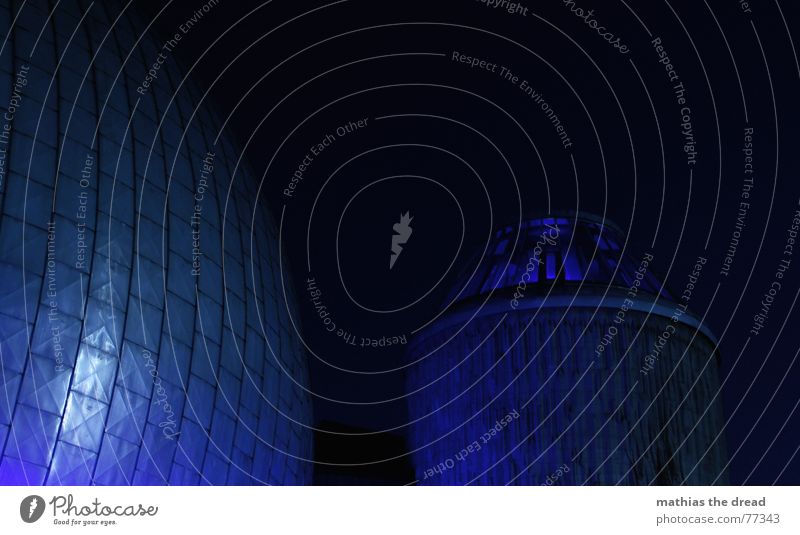 ?? Planetarium House (Residential Structure) Building Night Light Worm's-eye view Facade Prenzlauer Berg tile tiles light installation Tower Sphere Blue