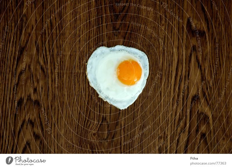 wooden egg Fried egg sunny-side up Wood Brown Yellow White Laminate Parquet floor Yolk Roasted Obscure Structures and shapes Nutrition Egg Albumin