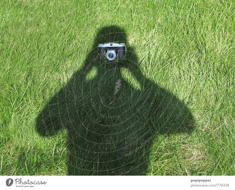 self-portrait Summer Camera Masculine Body 1 Human being Grass Garden Exceptional Original Gray Green Idea Center point Nostalgia Surrealism Photography