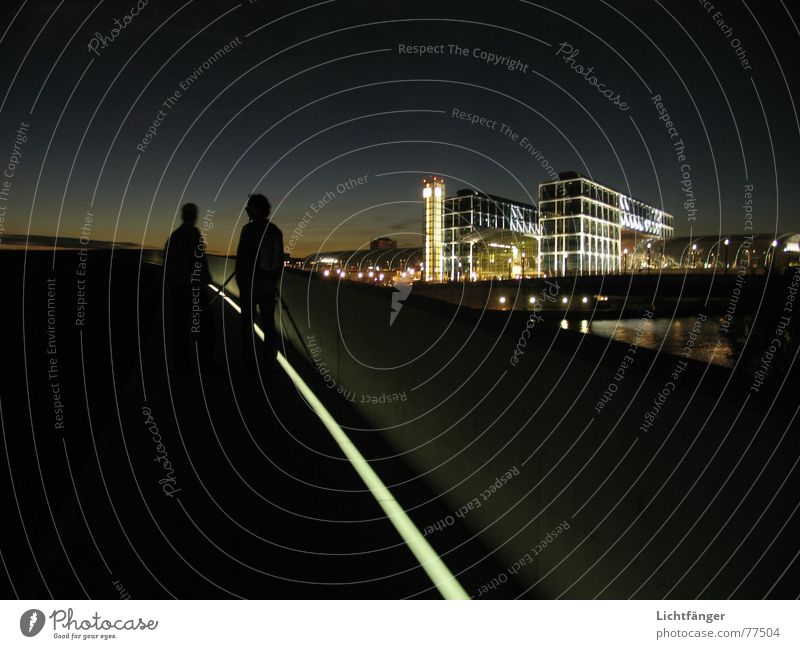 The Observation Stripe Light Audience Photographer Observe Exterior shot Long exposure Sky Evening Train station Central station Berlin Capital city Review