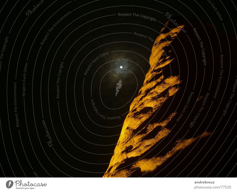 tower to moon Night Dark Peak Thin Thuringia Europe Dream Exterior shot Long exposure Moon Tower Mountain Beautiful weather Orange Jena Contrast Freedom