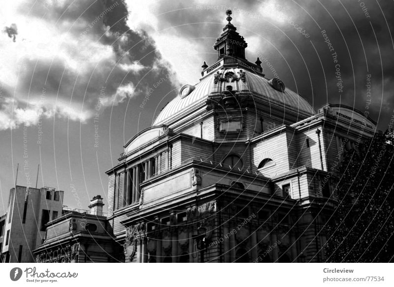 British Weather House (Residential Structure) Domed roof Black & white photo Clouds Dark England London Sky Vacation & Travel Historic Architecture Gloomy