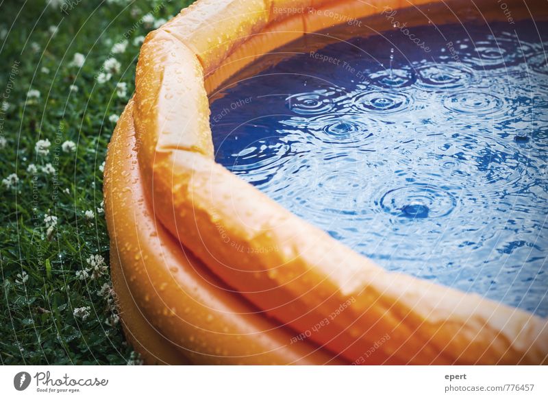 Opening of the outdoor swimming pool season Swimming & Bathing Leisure and hobbies Playing Water Drops of water Bad weather Rain Paddling pool Wet Anticipation