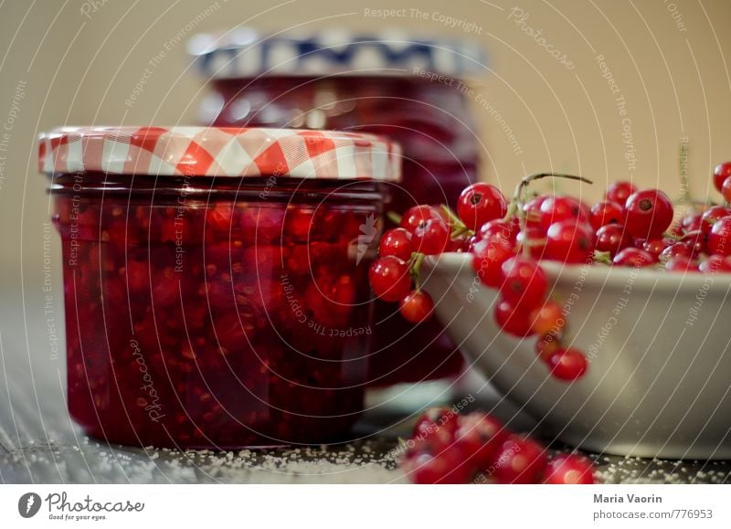 Make some jam Maria 2 Food Fruit Jam Breakfast Bowl Delicious Juicy Sweet Red Redcurrant Jam jar Self-made Preserving jar Sugar Colour photo Interior shot Day