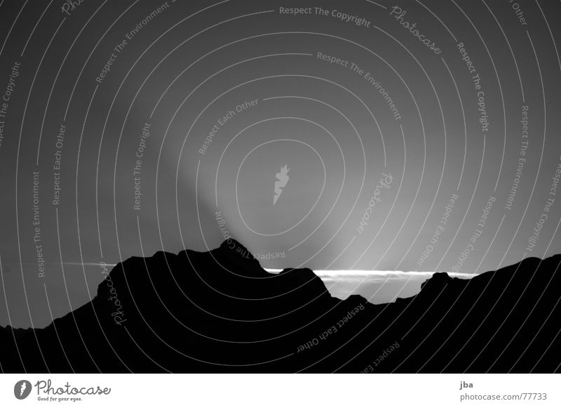 Sunrise from the Gerihorn Clouds Jungfrau region Kien valley Morning Hiking Black White Beautiful Movement Physics Stairs Occur Mountain Black & white photo Sky