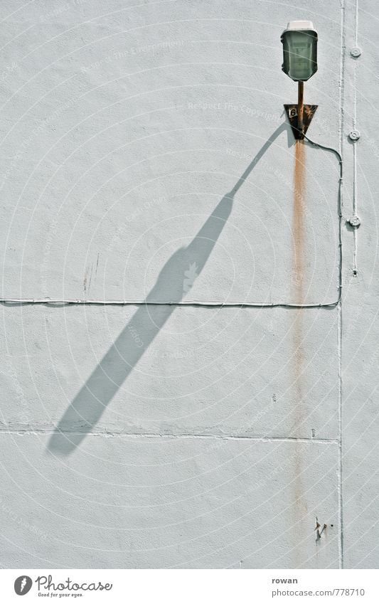 lamp Cable Wall (barrier) Wall (building) Old Rust Lamp Lighting White Electricity Wall light Street lighting Colour photo Exterior shot Deserted Day