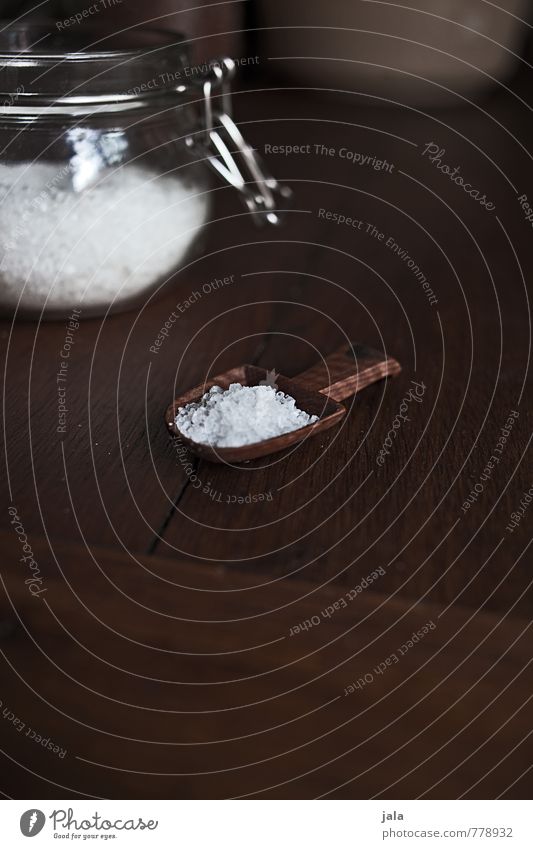 salt Food Cooking salt Spoon storage glass Esthetic Authentic Natural Wooden table wooden spoon Colour photo Interior shot Deserted Neutral Background Evening