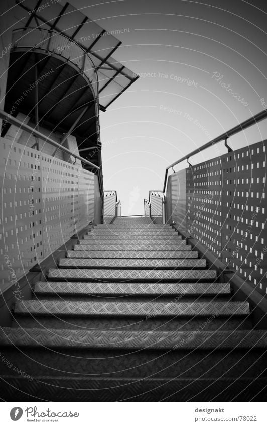 metal staircase Lookout tower Steel Stainless steel Kleeberg Castle Federal State of Styria Austria Metal Black & white photo Ladder Sky