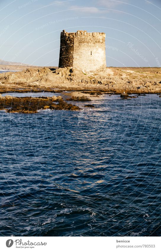 Tower in Stintino, Sardinia, Italy Pelosa Beach Alghero Vacation & Travel Travel photography Building Architecture Tourist Attraction defense tower