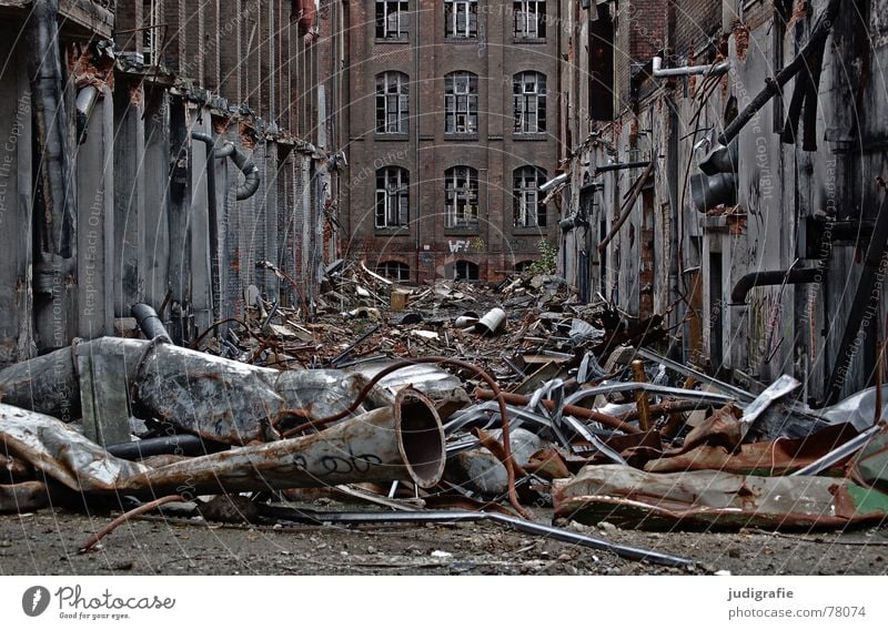 Once grass grows over this city too Needy Ruin Building rubble Facade Brick Dismantling Decline Hannover Factory Rubber Might Historic Sordid Fate War