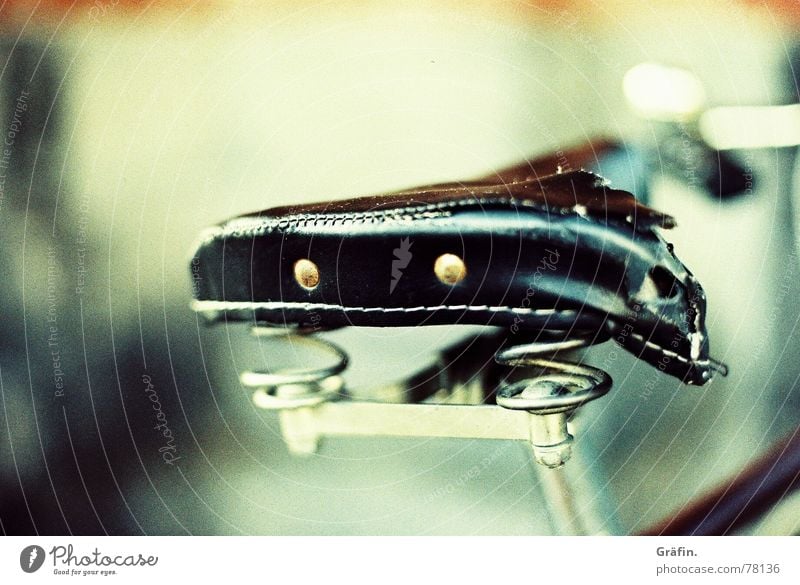 wear and tear Leather Bicycle Black Bicycle saddle Old Second-hand cross canon Reflection