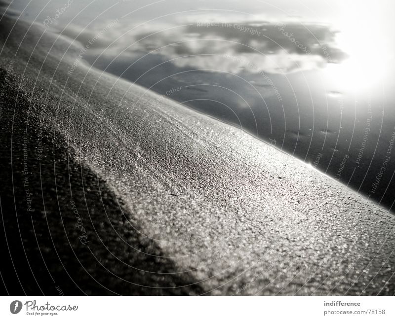 peaceful place part two Beach Sky Macro (Extreme close-up) Peace Sand clouds sea water reflection black white quiet