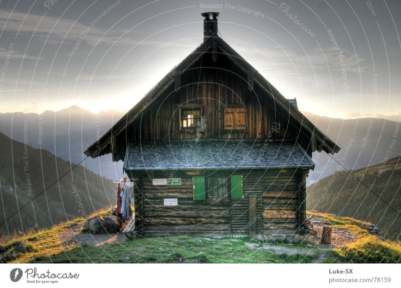 Anton-Renk hut HDR Austria Hiking Clouds Hut Mountain Dynamic compression Sun Alps Sky