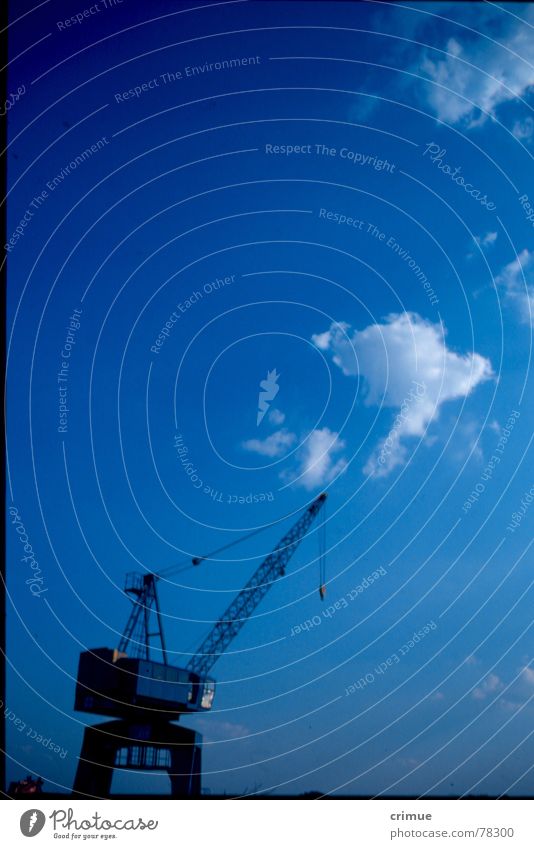 Blue Crane Clouds Dockside crane Stralau Rummelsburg Sky Harbour Industrial Photography