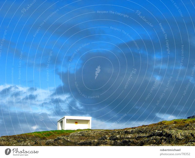 terminus bergkuppe _1 Clouds Sky Sun House (Residential Structure) Hitchhiker Stop (public transport) Hiding place Building Hilltop Meadow Bus stop Horizon