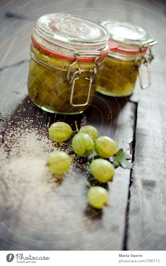 gooseberry jam Food Fruit Jam Nutrition Breakfast Table Kitchen Fresh Delicious Juicy Sour Green Preserving jar Jam jar jam sugar Sugar Self-made Gooseberry