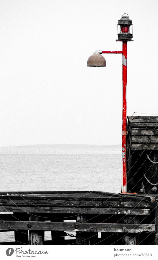 waterlight Obstinate Loneliness Limfjord Lamp Brugge Harbour Black & white photo Navigation lonely stubborn Fjord bridge horizon denmark. lemvig land