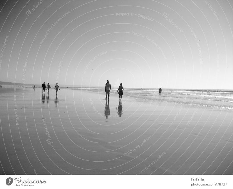 Walk without an end Barefoot Infinity Extent To go for a walk Beach Human being Reflection Portugal Ocean Going Sky Summer Far-off places Freedom