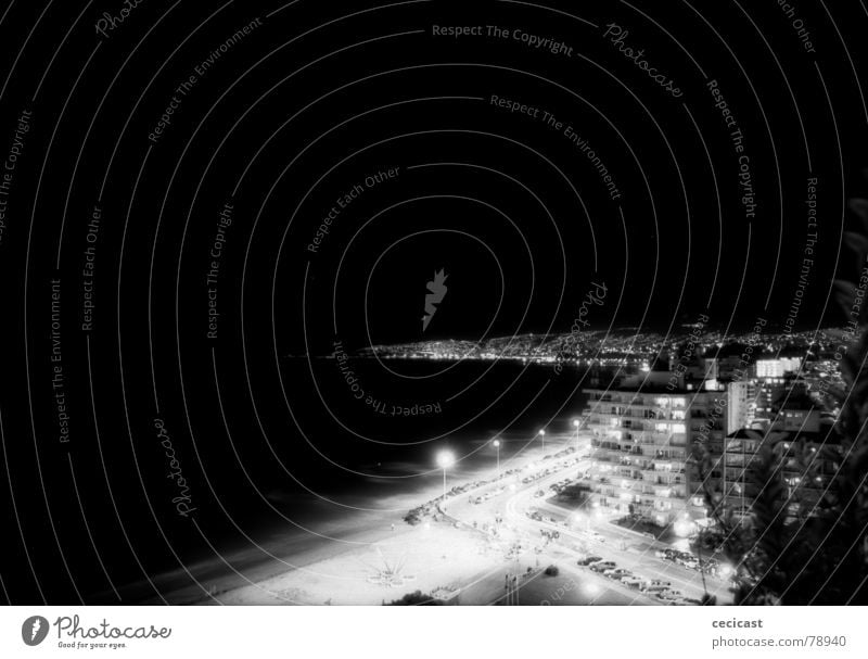 night lights Black & white photo encounter port city buildings exposure burn viña del mar southamerica