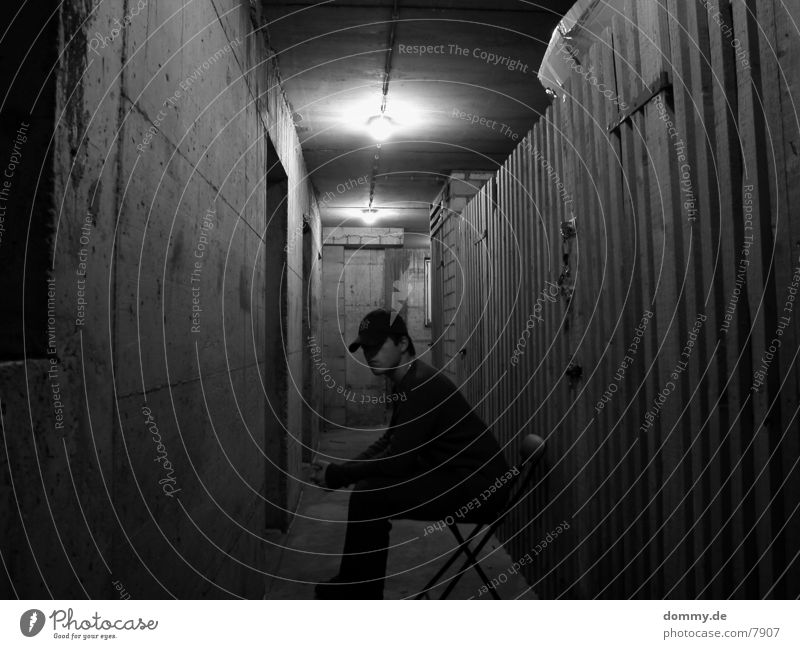 dirtyplace part II Cellar Dirty Cold Wood Man Architecture Black & white photo Human being Chair kaz