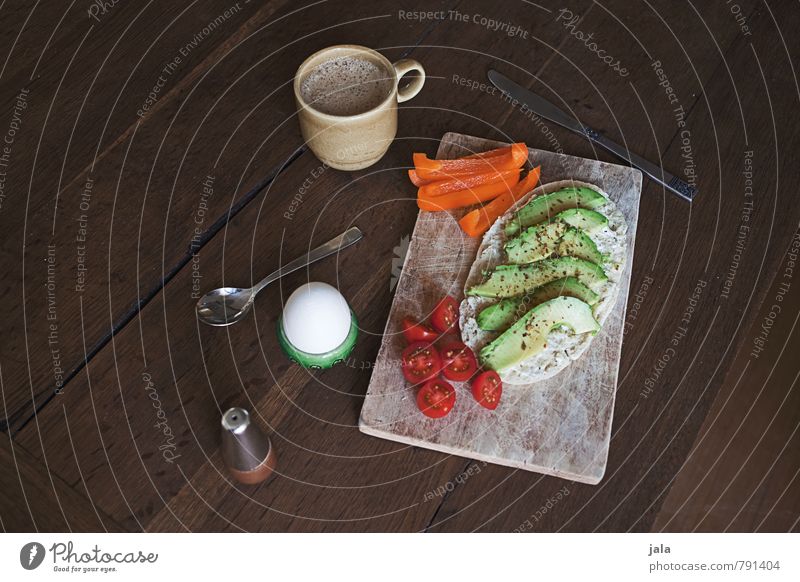 breakfast Food Vegetable Roll Tomato Pepper Avocado Hen's egg Cooking salt Nutrition Breakfast Beverage Hot drink Hot Chocolate Spoon Chopping board