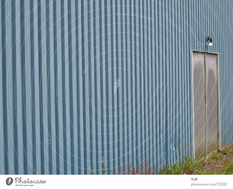 door Corrugated sheet iron Wall (building) Lamp Entrance Access Detail Door Blue End