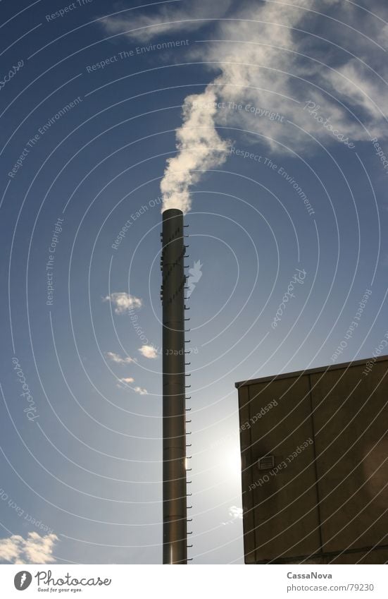 Smocky Cloud Chimney Clouds Back-light Building Sky Light Industry Blue Smoke Sun