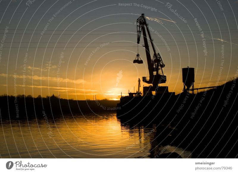 industrial romance #3 Cargo hold Goods Crane Sunset Moody Dark Navigation Dock Black Evening Jetty Light Smog Ambient Back-light Dust Port Industry Harbour