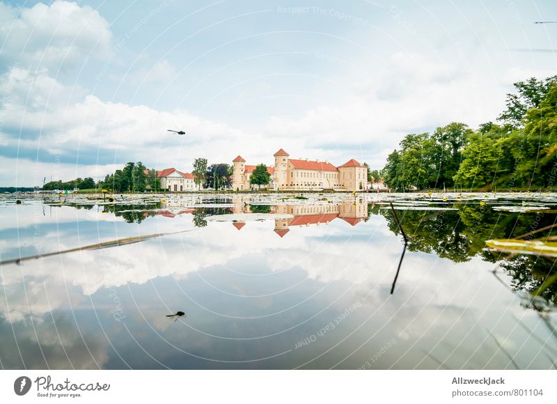 still wind Architecture Nature Pond Lake Small Town Old town Castle Tourist Attraction Idyll Clarity Reflection Card Colour photo Exterior shot Deserted