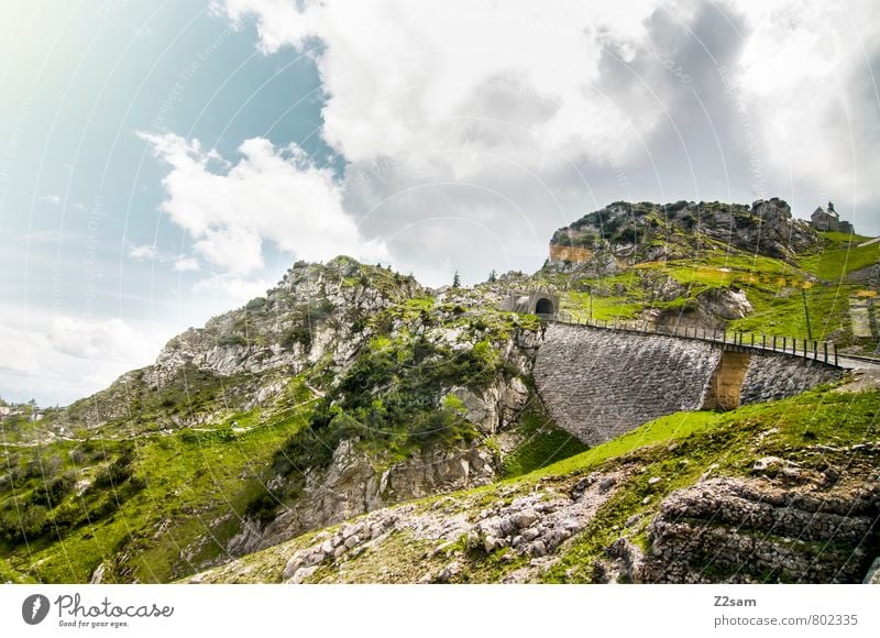 Wendelstein Environment Nature Landscape Sky Clouds Summer Meadow Rock Alps Mountain Peak Means of transport Lanes & trails Green Loneliness Leisure and hobbies